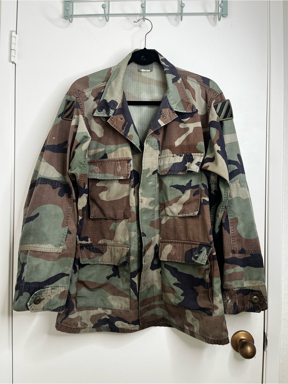 Vtg Tru-Spec Camo Jacket Men Medium Long Woodland Field Army *See all pics flaws